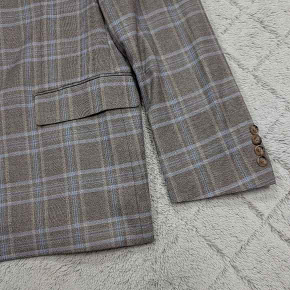 Lauren Ralph Lauren Jacket Mens 50R Gray Blue Plaid Ultraflex Blazer Black Label - Picture 4 of 11